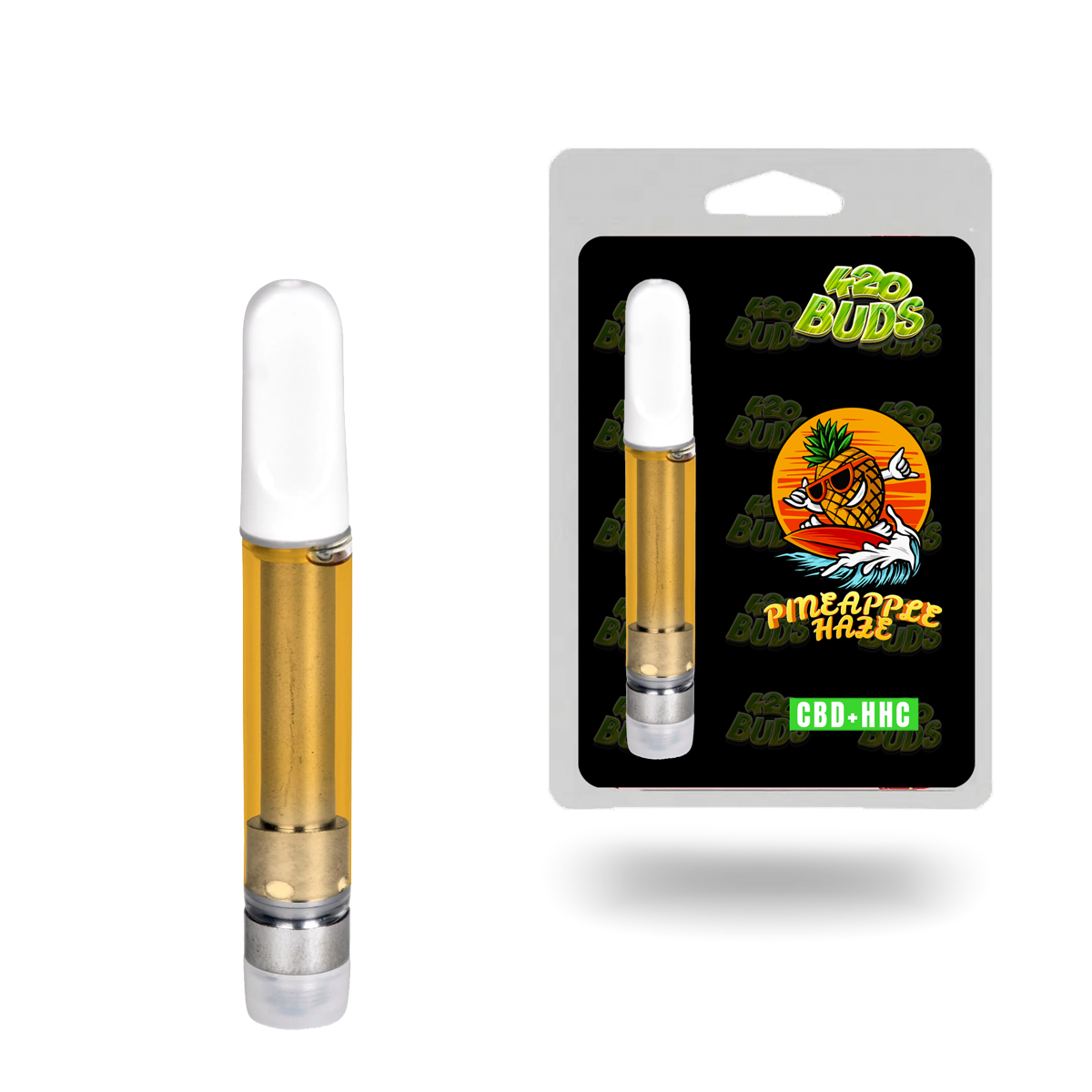 Pineapple Haze 95 percent HHC vape cartridge with tropical flavour profile