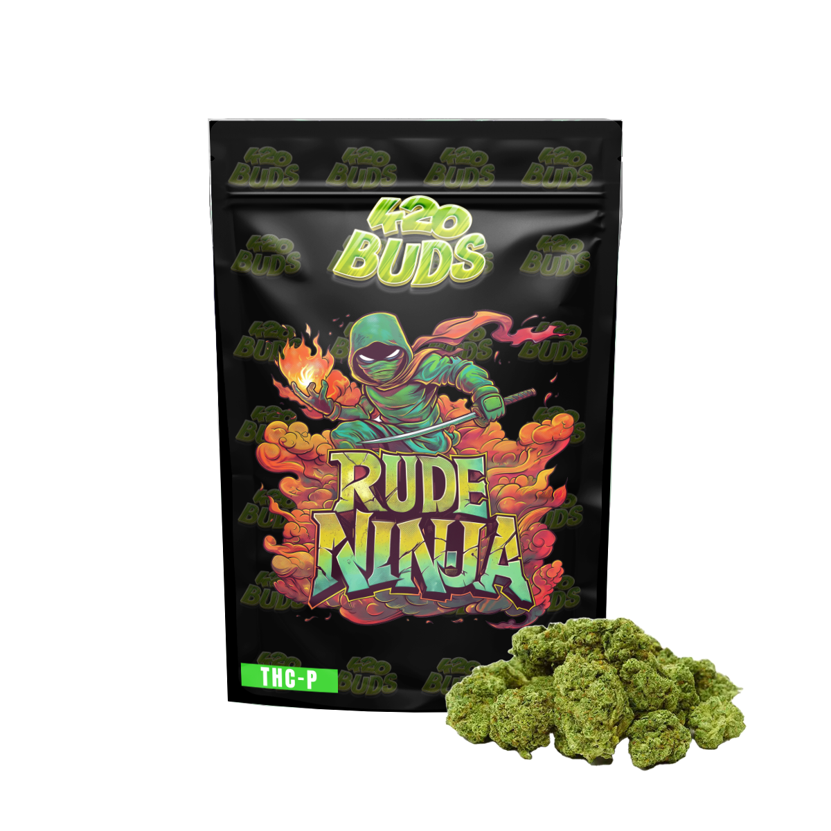 Rude Ninja THC-P Flower 22.86% indoor hemp buds