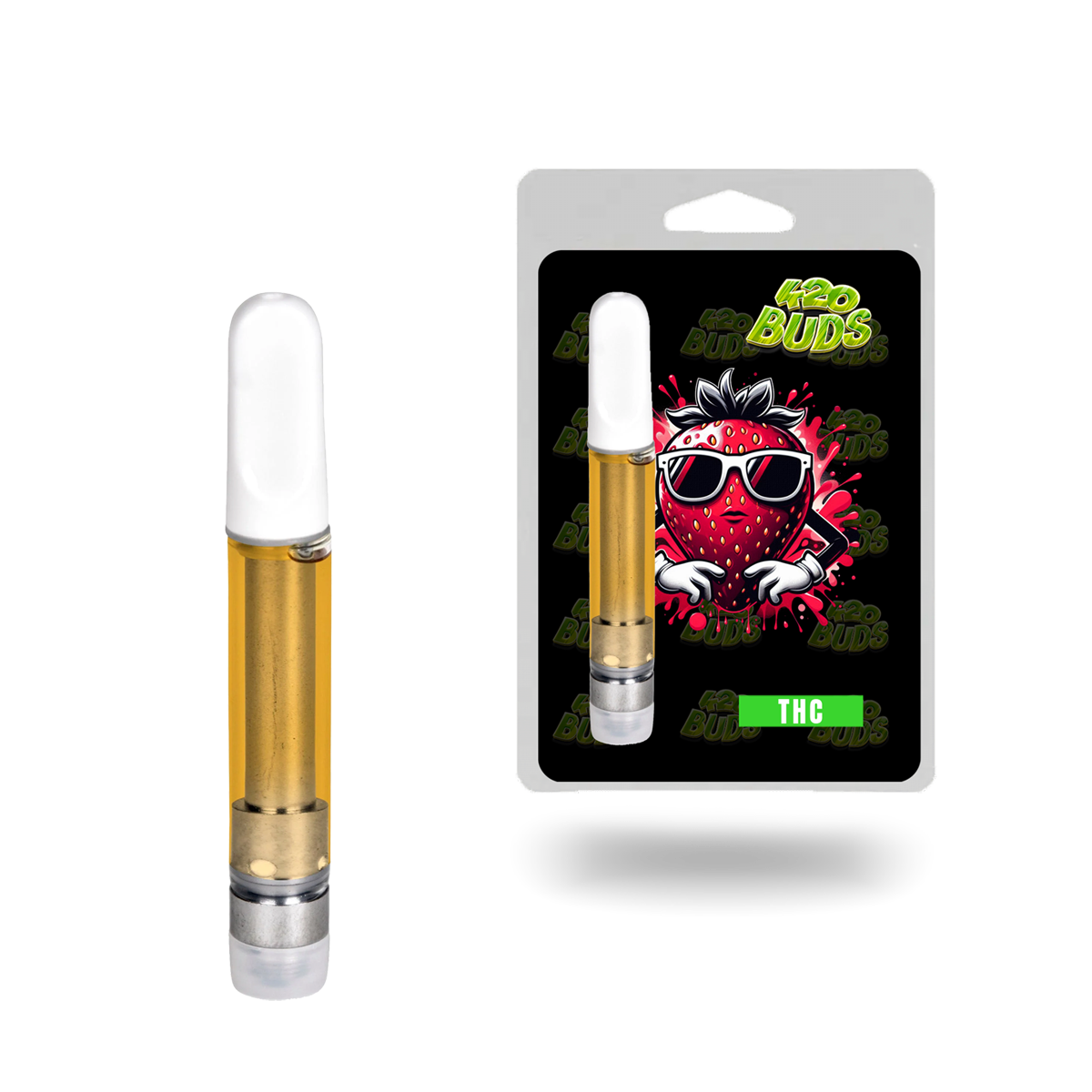 StrawBerry 90% THC-P Vape Cartridge with fruity flavor and calming effects.